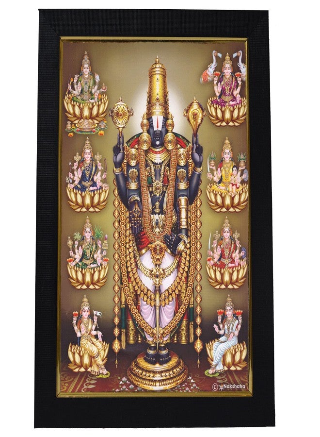 101Temples 101 Temples - Divinity Eternity Spirituality Asta Lakshmi Tirupati Balaji God Wooden Photo Frame with Wall Hook, 1 Piece | 10” x 13”, Matt Finish - Image 1